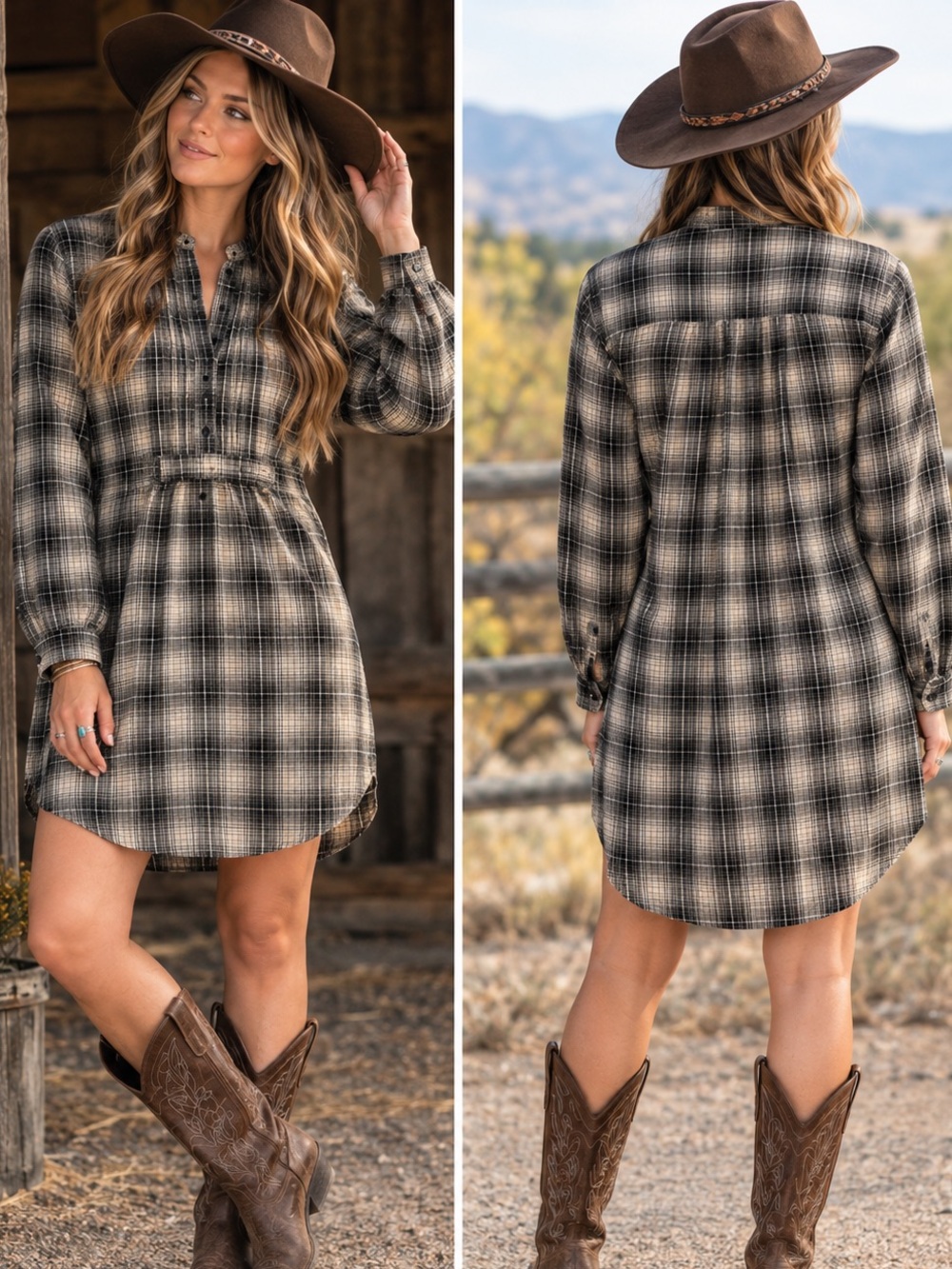 Denim & Supply Ralph Lauren Plaid Shirt Dress Women's Medium Western Boho